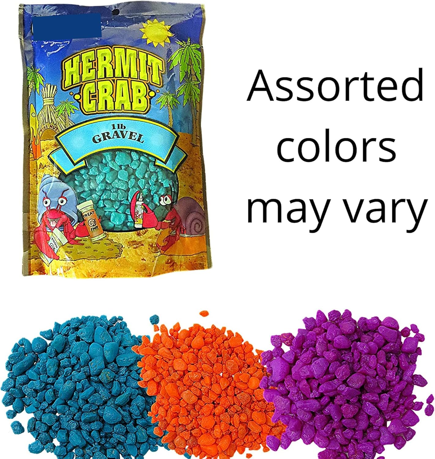 Needzo Hermit Crab Gravel Substrate with Scooper, Neon Rocks for Terrarium and Aquarium Habitats, Colors May Vary