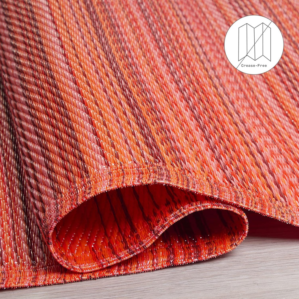 Fab Habitat Outdoor Rug - Waterproof, Fade Resistant, Crease-Free - Premium Recycled Plastic - Striped - Patio, Deck, Porch, Balcony, Laundry Room - Cancun - Sunset - 4 x 6 ft