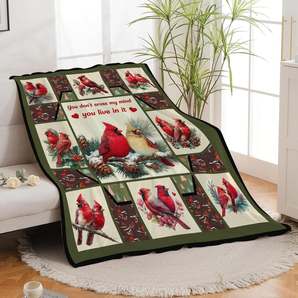 Cardinal Throw Blanket Red Bird Cardinal Stuff Gifts for Kids Girls Boys Adults Women Men Soft Cozy Warm Plush Fluffy Fuzzy Fleece Blanket Christmas Decor 40''X50''
