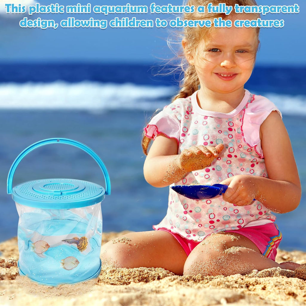 PINVNBY Catch and Release Aquarium Foldable Small Aquarium Plasitc Fish Tank Fish Transport Container Portable Clear Fish Bowl for Ocean Adventure Pool and Lake Beach