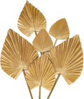6 Pcs Pu Foam Artificial Golden Leaf Faux Palm Tropical Leaves Fake Palm Fronds for DIY Wedding Bouquets Fake Leaves for Centerpieces Arrangements Bridal Shower Leaf Stem for Party Home Decor-Gold