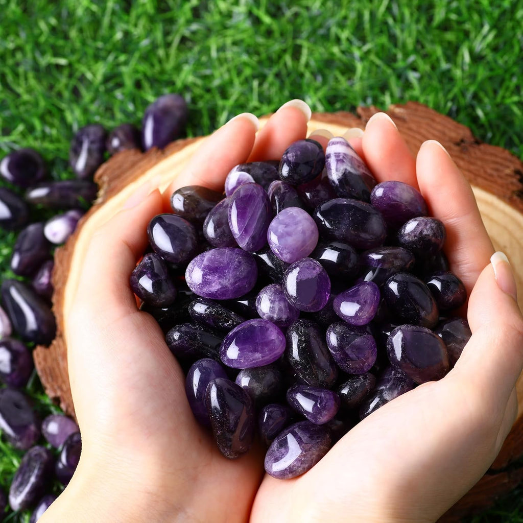 Polished Amethyst Crystals 0.62lb Natural Gemstones Crystal Bulk Tumbled Polished Stones Irregular Rocks Chakra Colorful Crystal Vase Filler Decoration Energy Reiki Beginners Birthday Gifts