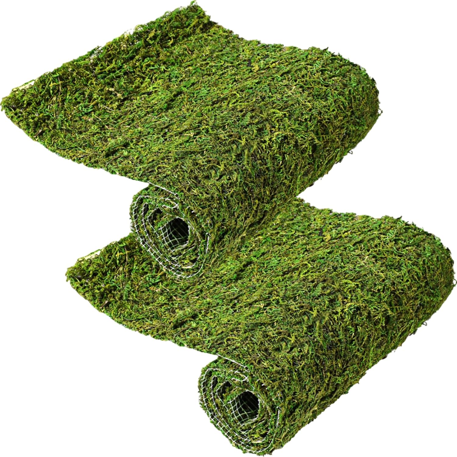 Jutom 2 Rolls Dried Moss Table Runner 12 x 40 Inch Preserved Sheet Moss Mat Artificial Green for Crafts Party Wedding Garden Decor