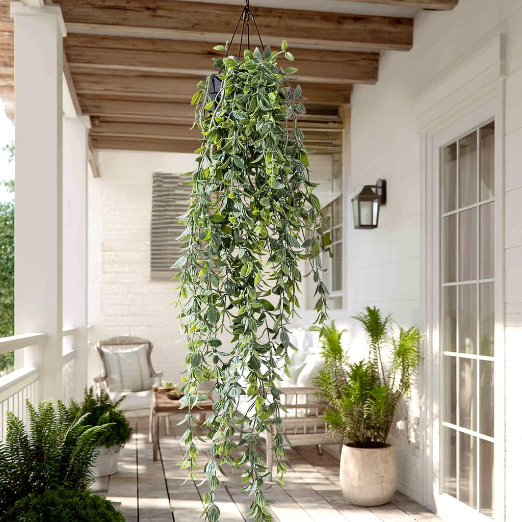 Artificial Hanging Plant 2 Pcs Faux Plant Ivy Vine Faux Eucalyptus Vines Fake Potted Greenery for Wall Living Room Home Shelf Office Bathroom Outdoor Indoor Decor (Type 2)
