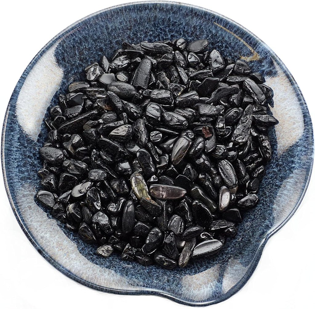 Cherry Tree Collection 1/2 Pound Polished Tumbled Gemstone Chips, Pebbles, Crystal Chips Bulk for Jewelry Making, Healing, Plants, Succulents, Aquariums, Decoration, Chakra (Black Tourmaline)