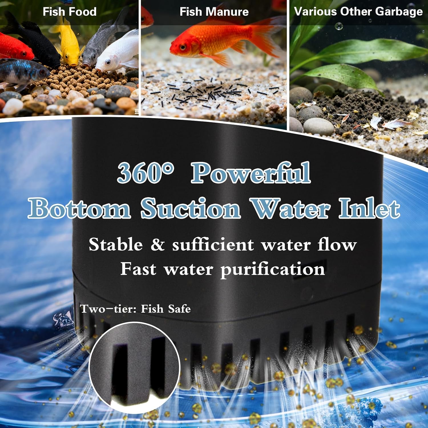 TARARIUM Fish Tank Filter U-V for 45-120 Gallon Tank, 300GPH Aquarium Filter for Turtle Tank Fish Tank Green Clean Machine, Sock Filter for Cold Plunge Saltwater Freshwater Crystal Clear