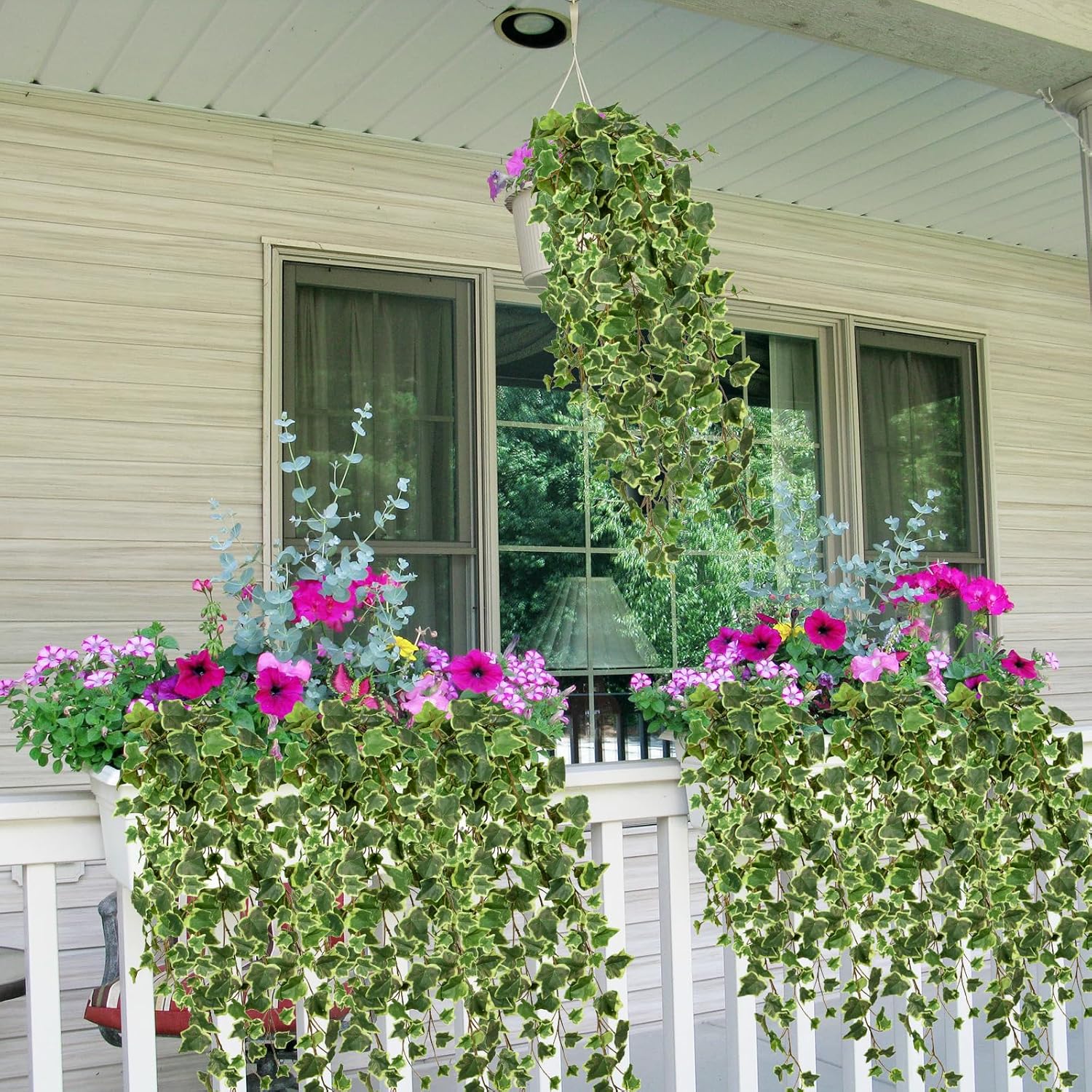 Hollyone Artificial Hanging Plants 35.4" Fake Ivy Vine Faux Ivy Leaves Fire and UV Resistant Hanging Plant Wall Greenery for House Room Patio Indoor Outdoor Home Shelf Office Wedding Decor