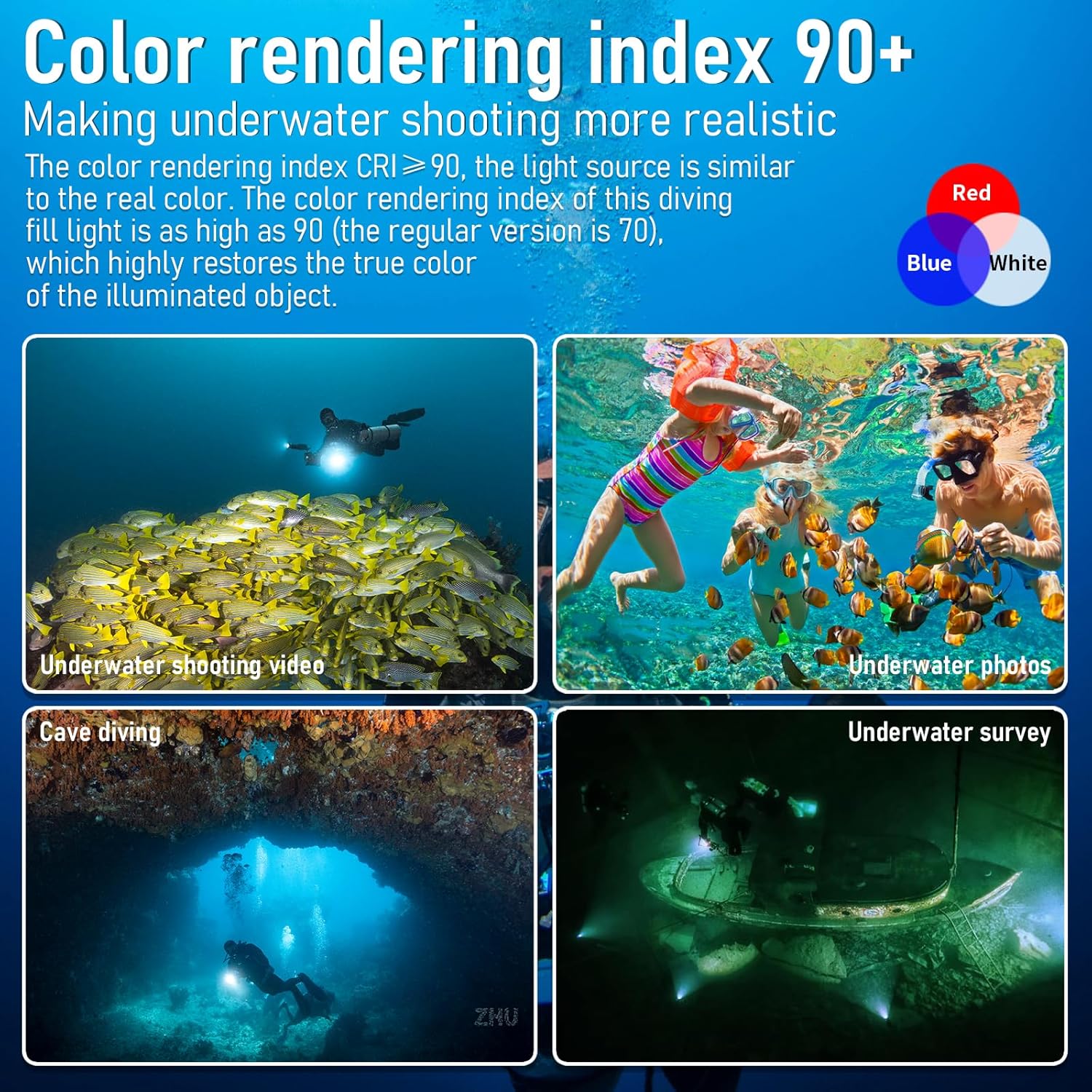 Diving Flashlight, L12 8000Lumens Dive Light,100m Underwater Video Light, Scuba Dive Lights, Underwater Flashlight with Type-C Charging for Professional Under Water Sports