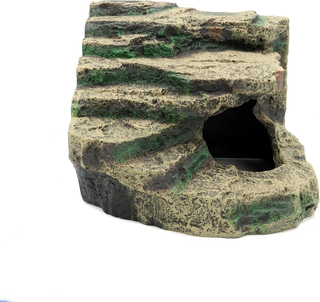 JIHAQUA Large Resin Reptile Tank Accessories Hideouts Cave Habitat Decor for Leopard Gecko Lizards Turtle