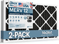 BNX TruFilter 14x24x1 MERV 12 Odor Defense (2-Pack) AC Furnace Air Filter with Activated Carbon - MADE IN USA - Pleated Air Conditioner HVAC AC Furnace Filters - Removes Odor, Mold, Bacteria, Smoke