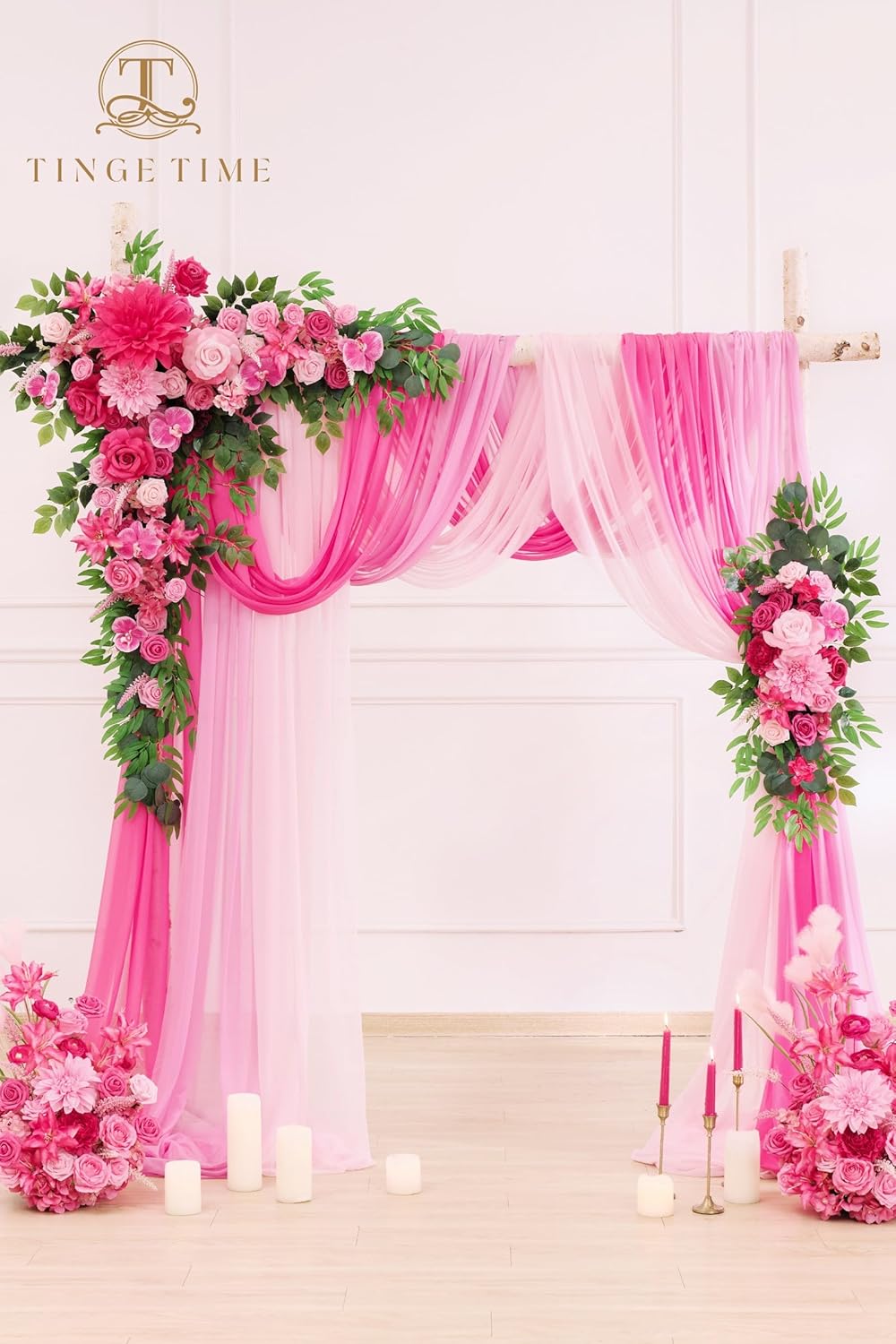 TINGE TIME Artificial Arch Flowers Kit Pack of 5, Wedding Decorations for Reception with Hanging Flowers, Wedding Arch Silk Floral Arrangements Ceremony Backdrop Bridal Shower Outdoor Party Decor