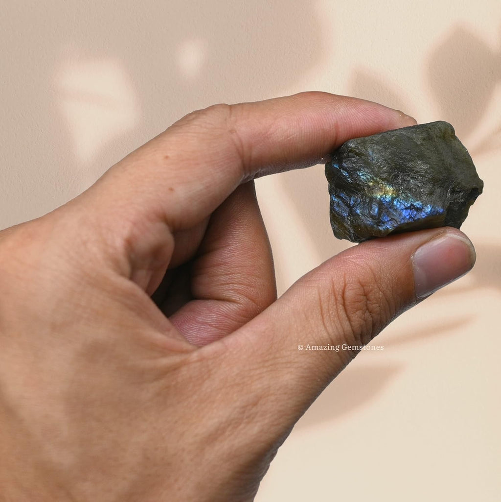 Amazing Gemstone Labradorite Raw Crystals and Healing Stones, Natural Rocks for Tumbling and DIY Raw Stones and Crystals (1 lb)