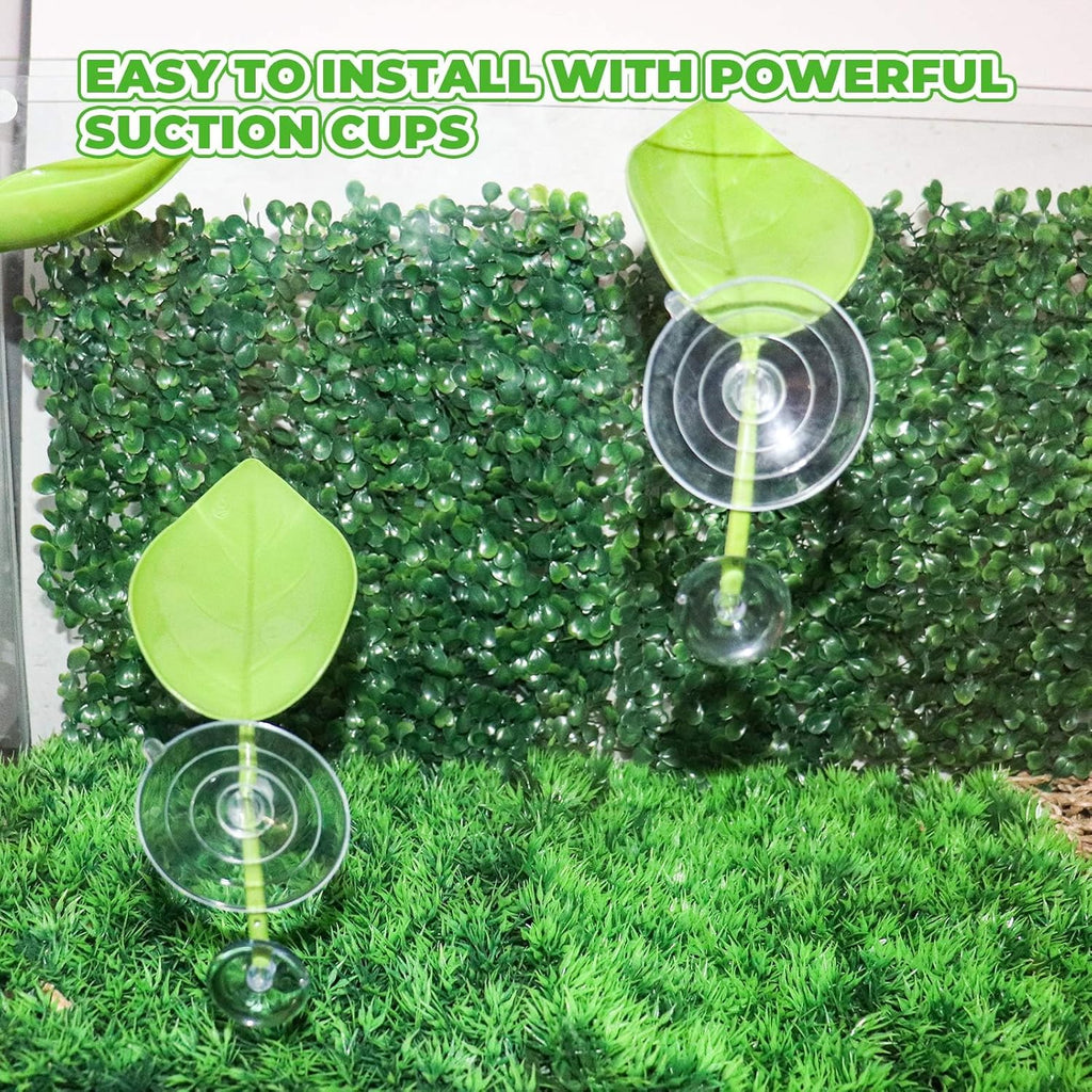 3 Pack Plastic Leaf Decorations with Suction Cups, Frog Habitat Platform, Reptile Decorations for Terrarium, Frog Tank Accessories, Terrarium Decor for African Dwarf, and Toad (Green)