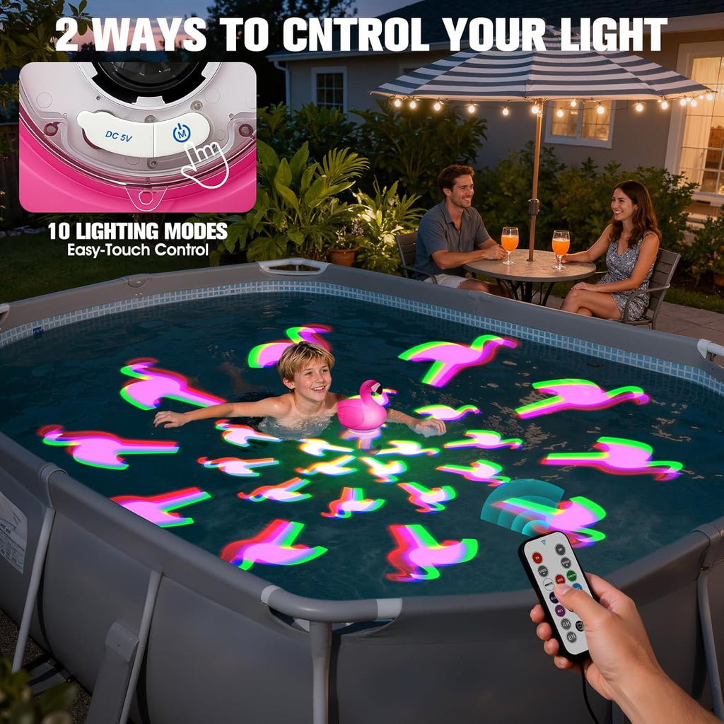 Floating Pool Lights,Upgraded Flamingo Pool Lights that Float,Rechargeable LED Floating Lights for Inground Above Ground Pools,IP68 Waterproof Pool Lighting with Remote,Lights for Hot Tub,Party,1 PACK