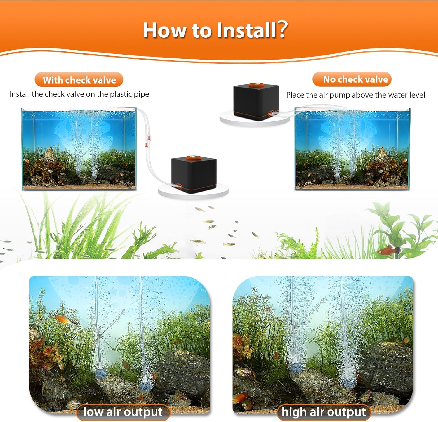hygger Strong Aquarium Air Pump for Medium Large Fish Tank, Hydroponic Systerm, Household Commercial Use