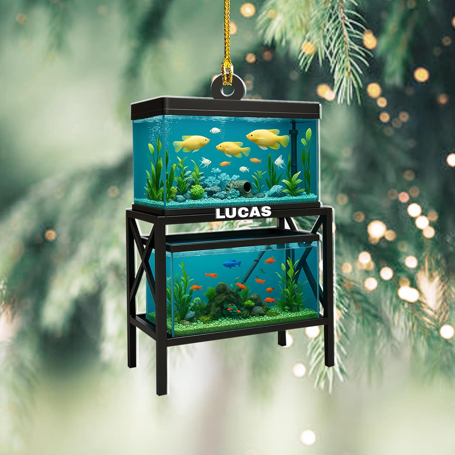 Personalized Aquarium Fish Tank Christmas Ornament 2025, Custom Name Clownfish Holiday Tree Decoration, Unique Keepsake Gift for Fish Lovers, Pet Owners, Kids, Aquarists (ON1)