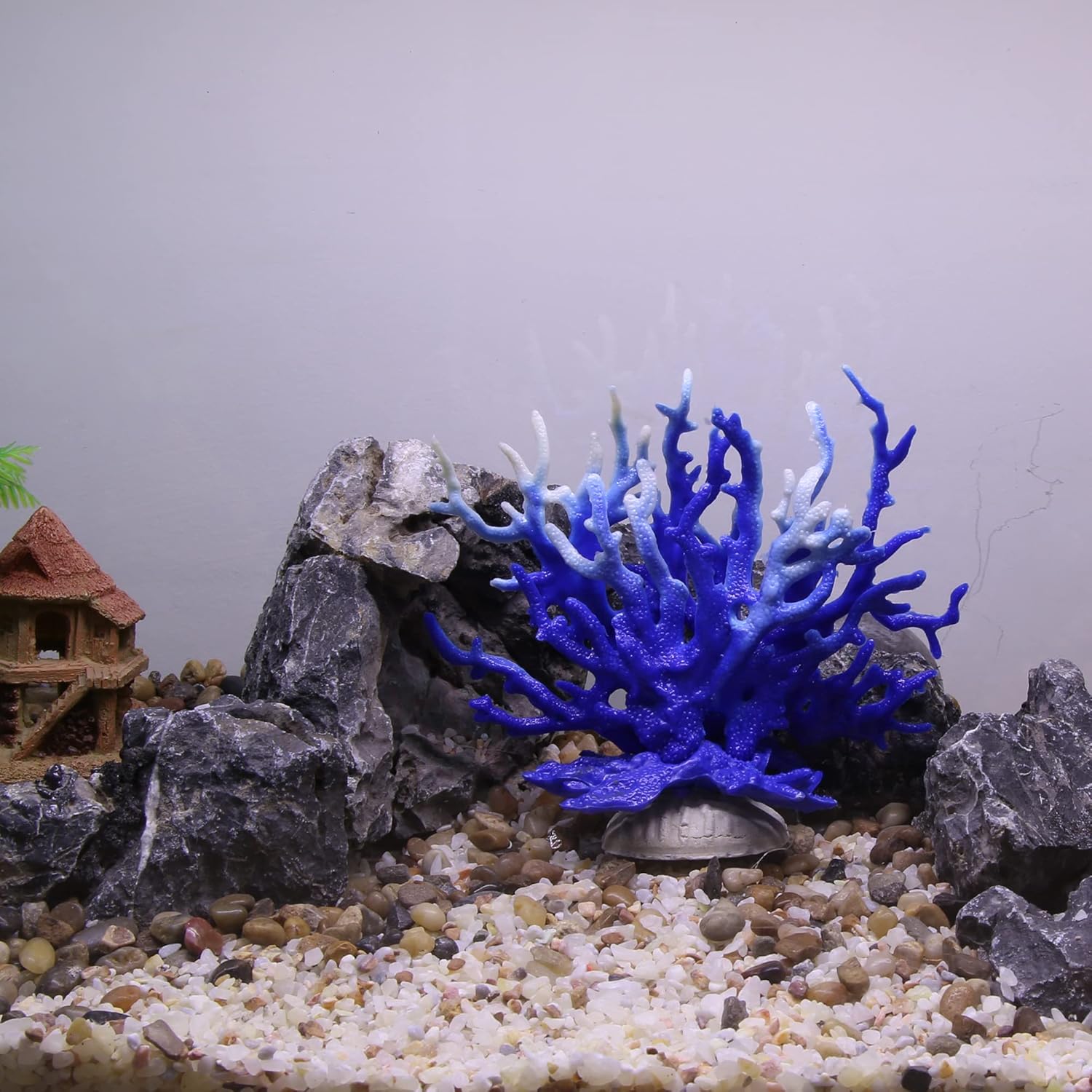 VOCOSTE Coral Reef Decor, Mini Faux Aquarium Decor, Blue White, 6.5"x5.83"