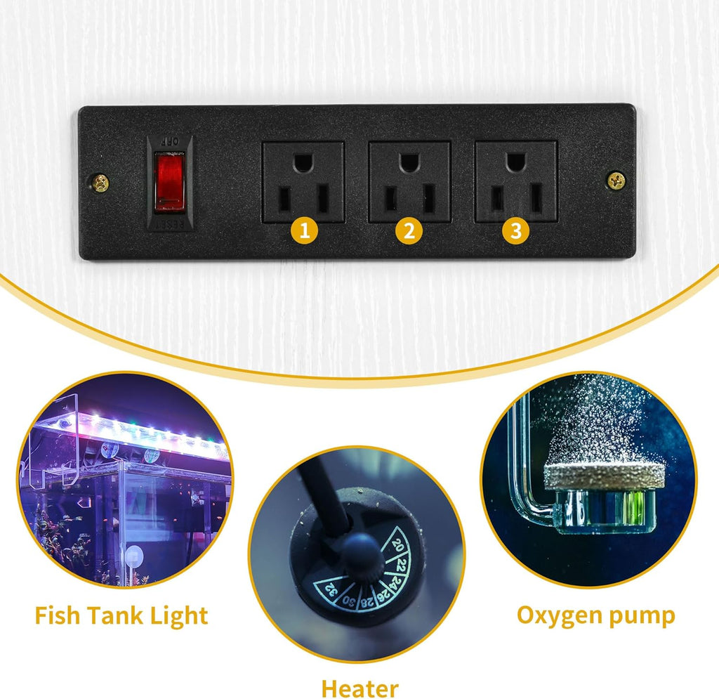 DWVO Heavy Duty Metal Aquarium Stand with Power Outlets, Cabinet for Fish Tank Accessories Storage - Suitable for 40-50 Gallon Fish Tank Stand, Turtle, Reptile Terrarium, 660LBS Capacity, White