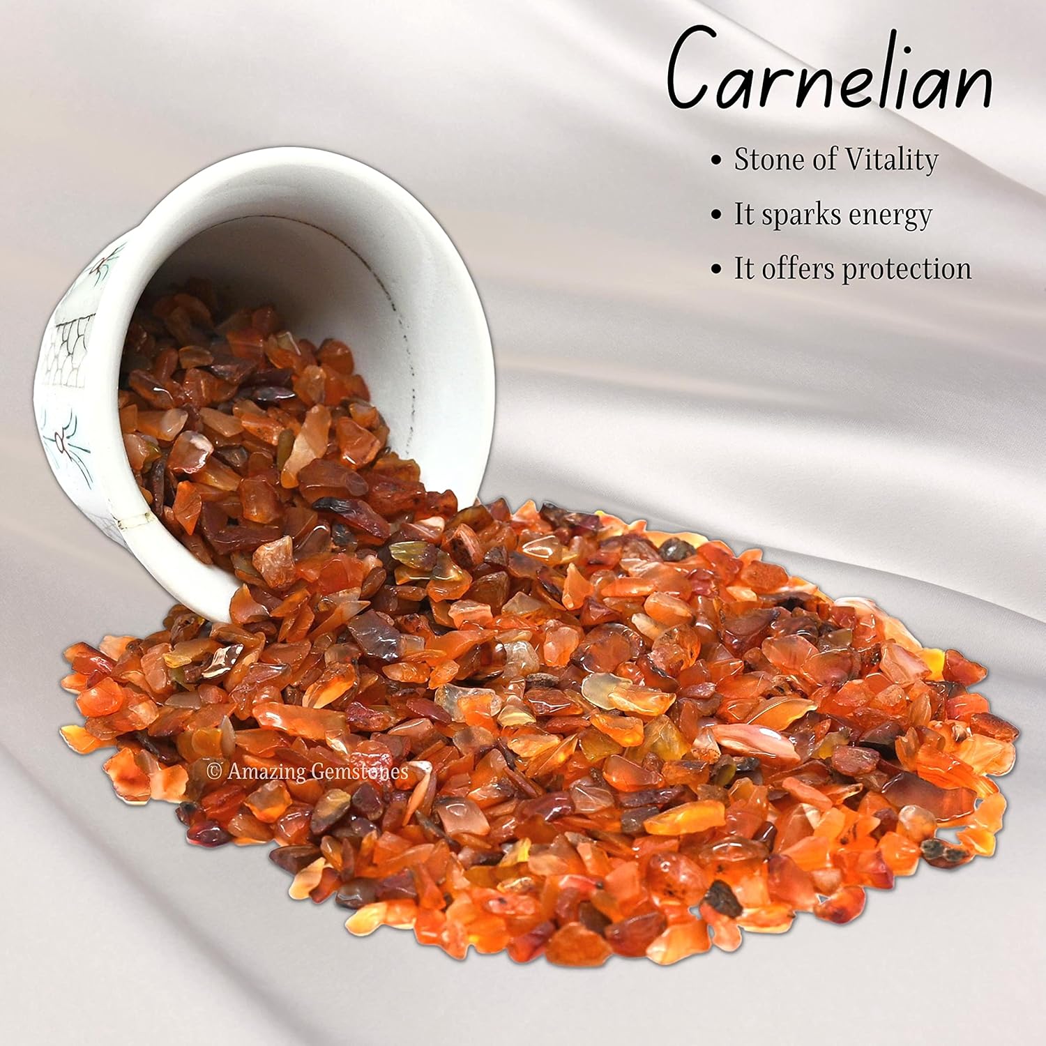 Amazing Gemstone Carnelian Crystal Chips Aquarium Gravel Rocks - Carnelian Chips Bulk Fish Tank Gravel, Small Tumbled Stone Chips, Tiny Crystals for Decoration (Natural AAA Grade) (1000+ Carat Chips)