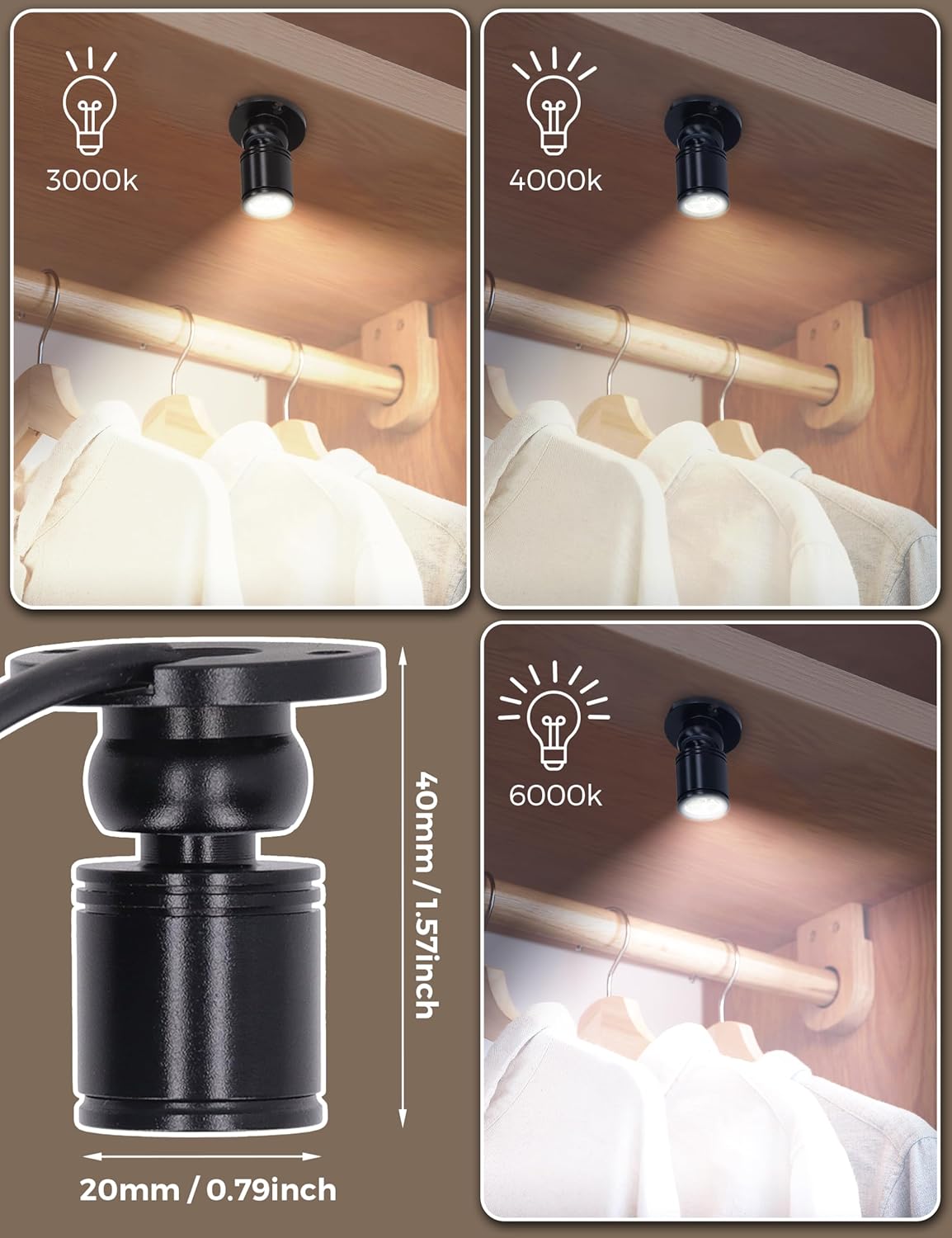 LED Mini Spot Light for Display, Small Spotlight USB, 5V Miniature Spot Lights for Closet, Artwork, Jewelry, DIY Craft and Plants, 6.6 Ft Cable 1 Watt 3 Types(4000K, Soft Light1)