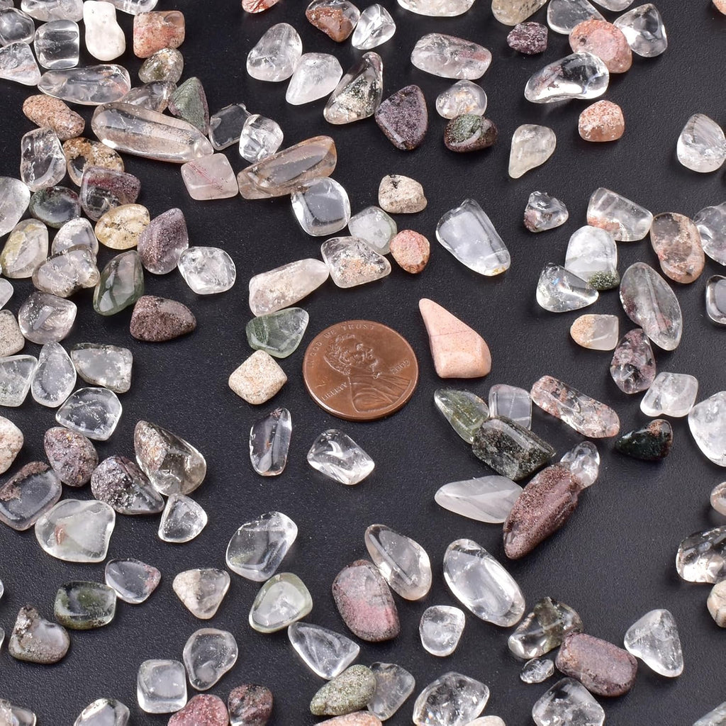 Polished Green Phantom Quartz Crystal Chips 200 Pcs - 0.3" 10 oz Tumbled Stone Chips Crushed Sea Glass Stones Healing Reiki Crystal Making Home Decoration