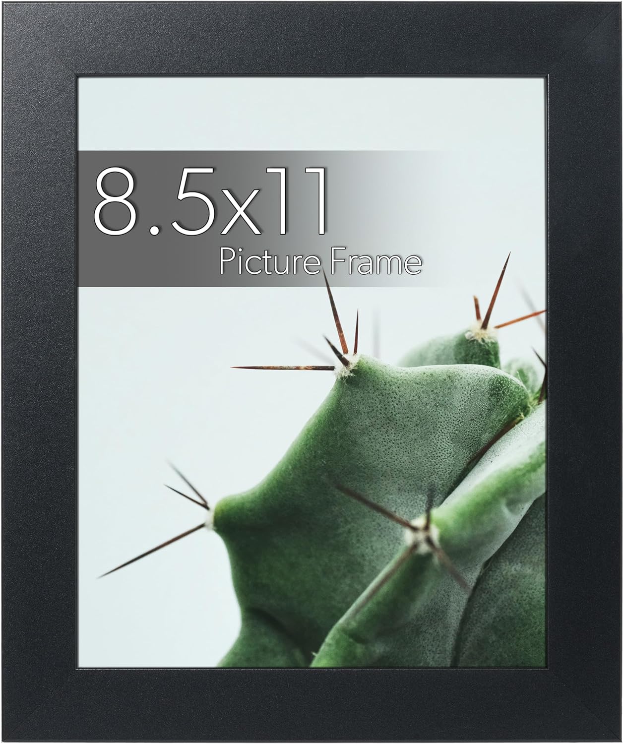 wallsthatspeak Elements 8.5x11 Picture Frame with Easel for Shelf Décor, Black Frame Displays Vertically or Horizontally, Includes High Clarity Glass