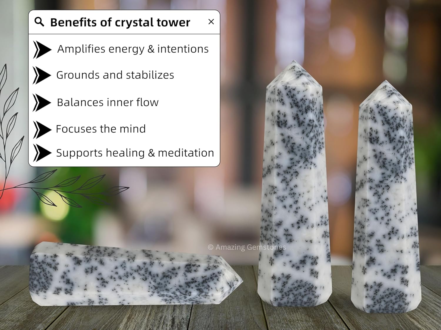Amazing Gemstone Dendrite Opal Crystal Towers - Natural Healing Crystal Point Obelisk for Reiki Healing and Crystal Grid (2 Inch to 3 Inch)