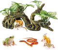 PINVNBY Resin Branch for Reptile Tank,Crested Gecko Climbing Branches with Hideout Cave Bearded Dragon Tank Accessories Lizard Terrarium Habitat Plant Decorations for Snake Gecko Spider Frog(Bronze)