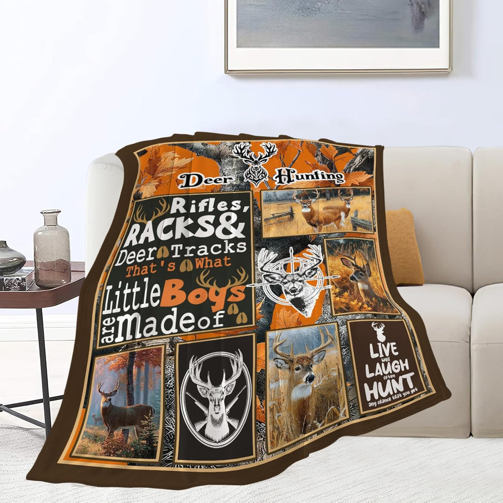 Deer Throw Blanket Deer Elk Stuff Hunting Gifts for Kids Girls Boys Adults Women Men Soft Cozy Warm Plush Fluffy Fuzzy Fleece Blanket Decor 40''X50''