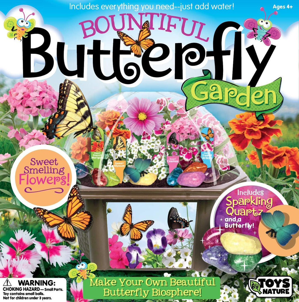 Toys by Nature Biosphere Terrarium Starter Kit, Complete Supplies Included to Grow Your Own Enchanting Garden and Indoor Plants! (Bountiful Butterfly Garden)