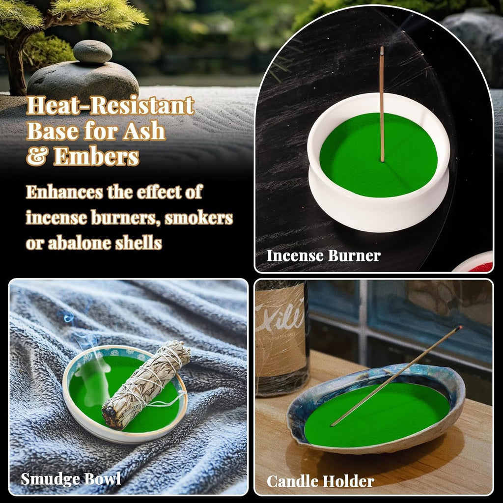 15 OZ Fine Green Sand for Crafts - Colored Quartz Zen Garden Sand Decorative for Vases Filler, Wedding Unity Ceremony, Incense Burner, Ritual Incense