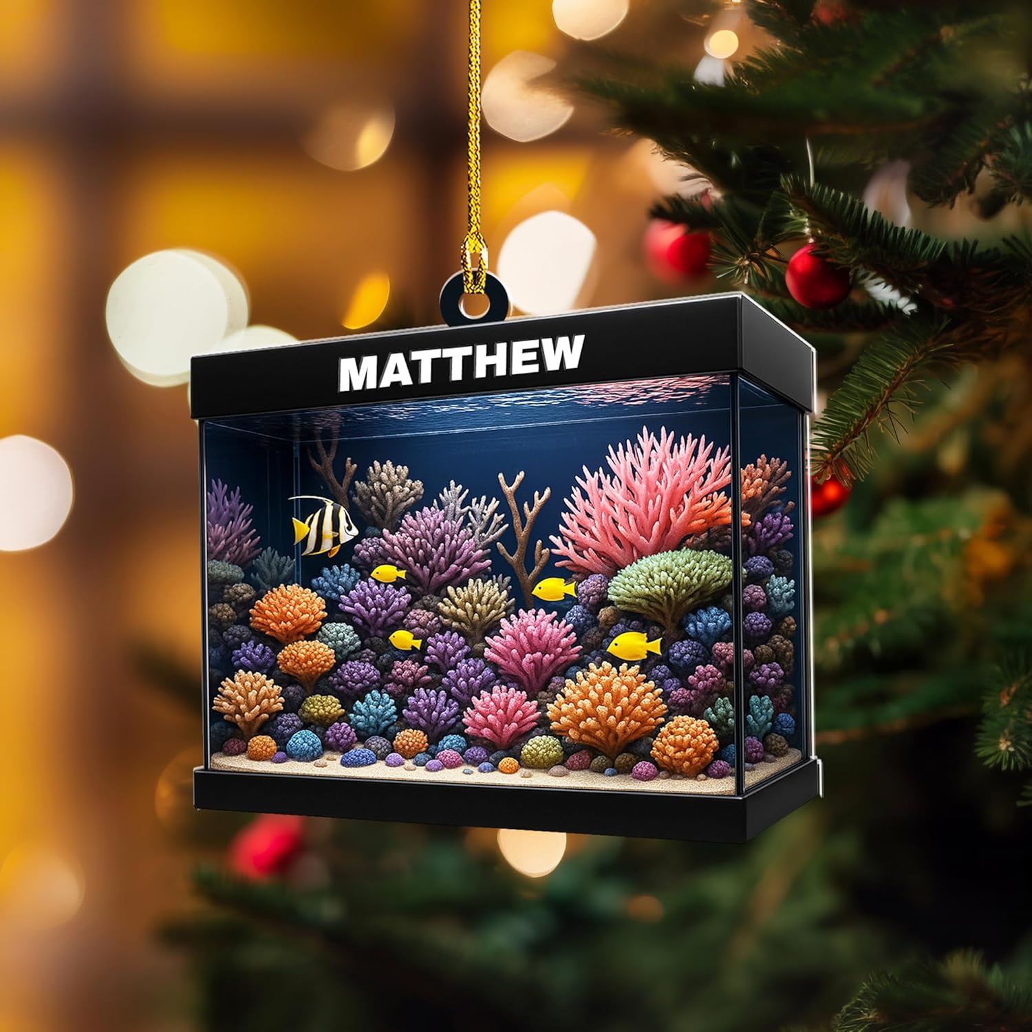 Personalized Aquarium Fish Tank Christmas Ornament 2025, Custom Name Clownfish Holiday Tree Decoration, Unique Keepsake Gift for Fish Lovers, Pet Owners, Kids, Aquarists (ON3)