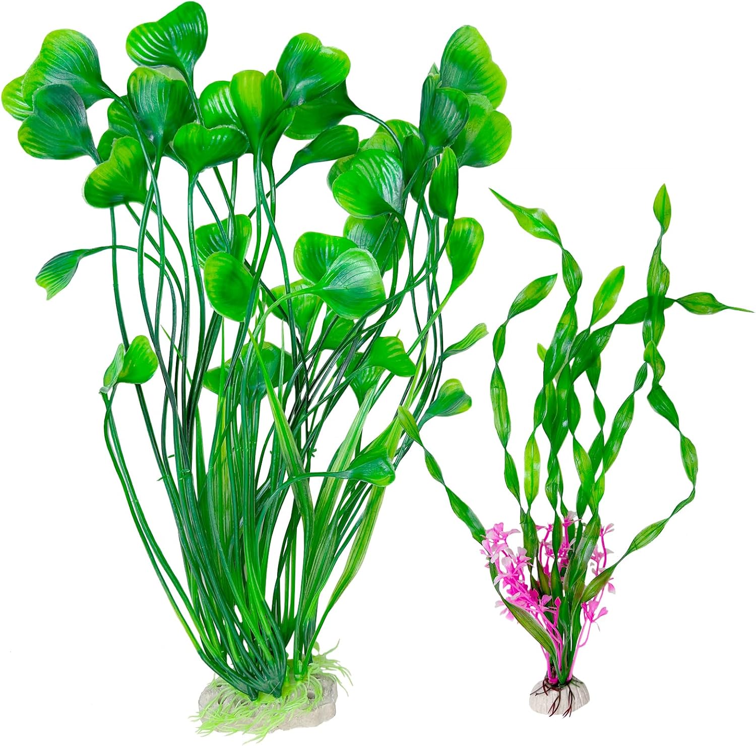 Hamiledyi Artificial Aquarium Plants Fish Tank Decorations, Soft Plastic Green Water Grass for Fish Habitat, Realistic Underwater Décor, Safe for Fish, 2-Pack