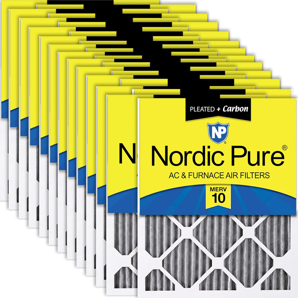 Nordic Pure 20x25x1 (Actual Size: 19 1/2 x 24 1/2 x 3/4) Furnace Air Filters MERV 10 Pleated Plus Carbon 24 Pack
