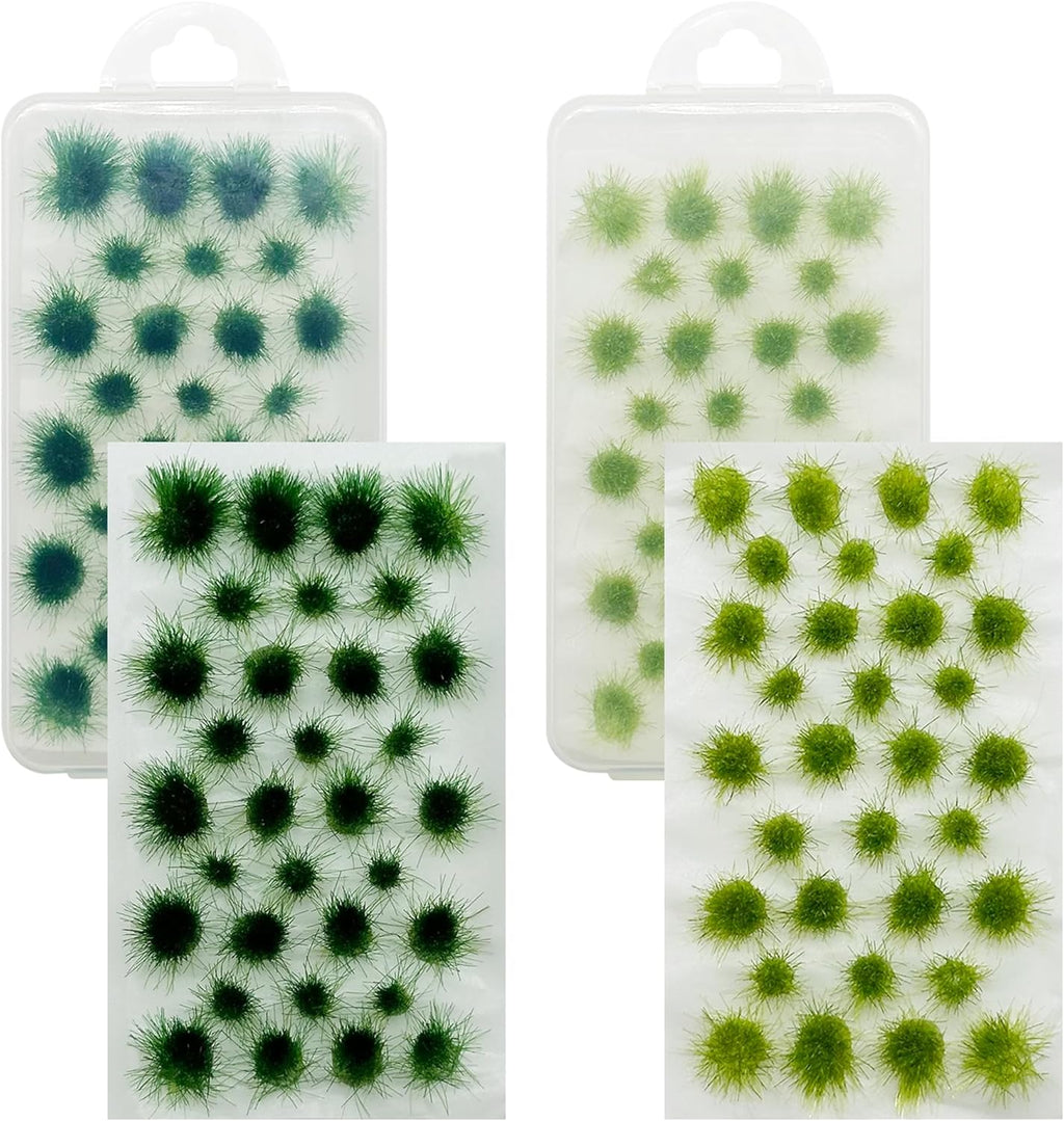 Cayway 64 PCS Static Grass Tuft Green Model Grass Tufts Railway Artificial Grass Miniature Grass Tuft Terrain Kit for DIY Model Railway Fairy Garden Diorama Scenery