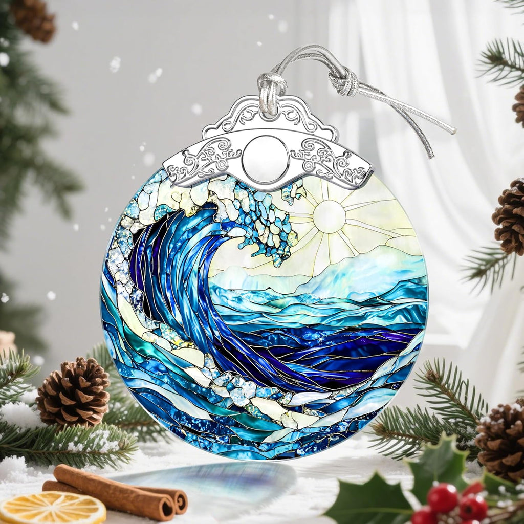 Christmas Ornaments, Christmas Tree Decorations, Keepsake Ornaments, Holiday Decor, Holiday & Xmas Gifts, Gifts for Ocean Lovers & Nature Lovers - Ocean Waves-Theme ﻿