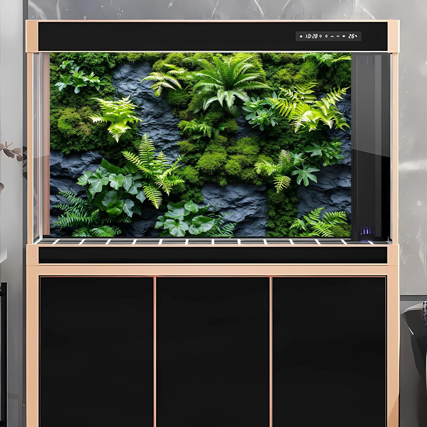 Rock Wall Reptile Habitat Background Greenery-Infused Room Vertical Moss Wall Terrarium Background Nature's Embrace Tropical Green Plants Fish Tank Background Moss Wall Aquarium Background 48x24in