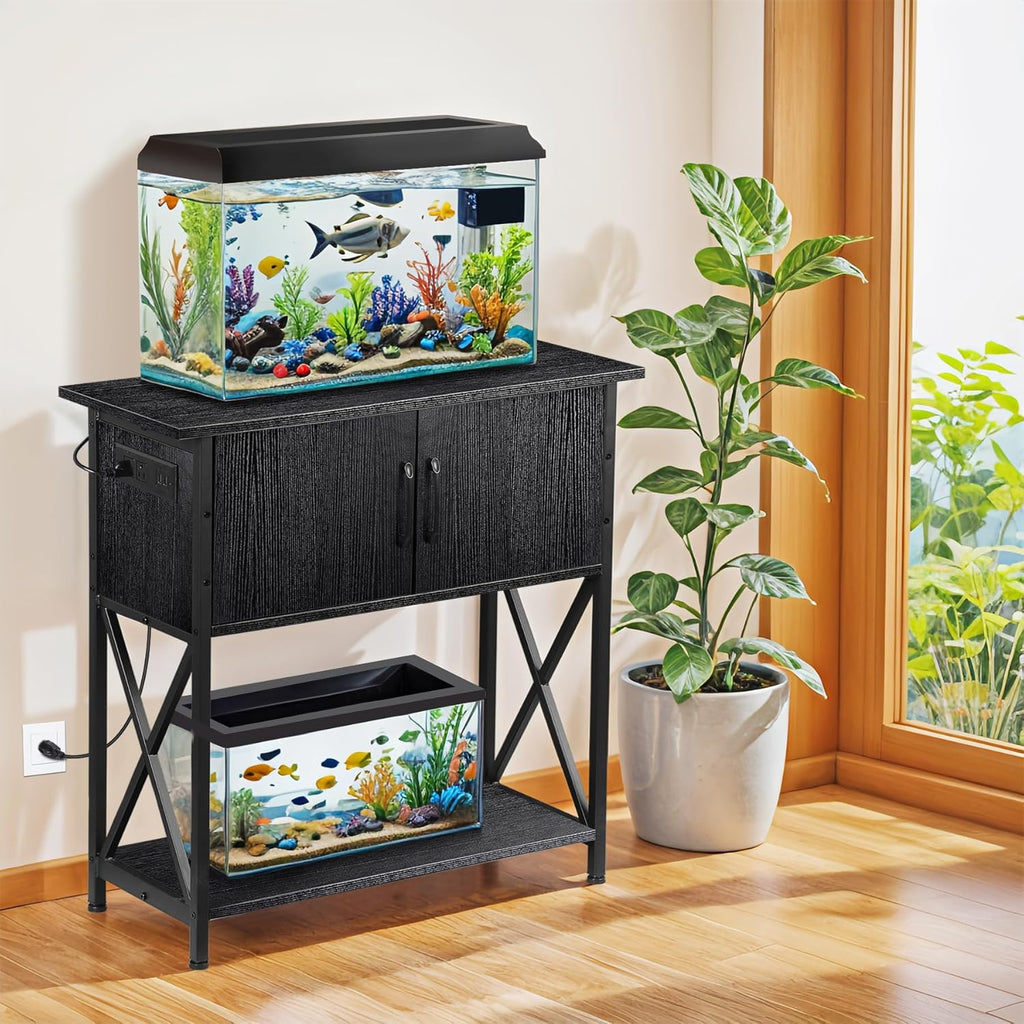 29 Gallon Aquarium Stand with Cabinet Storage – Metal Fish Tank Stand for 20 Gallon Long Aquariums, 330LBS Capacity (30.7" L*12.6" W)