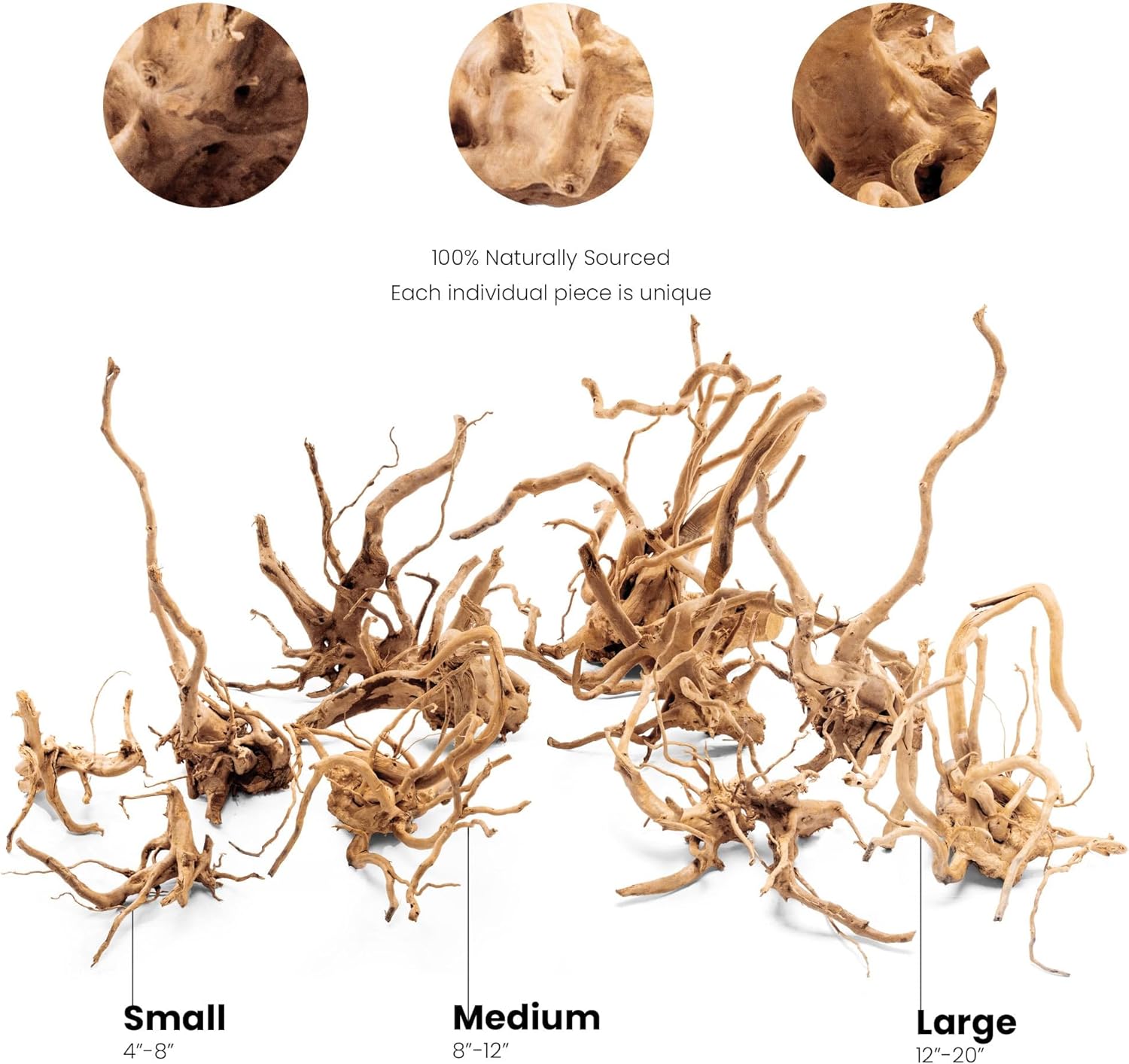 Ultum Nature Systems Driftwood - Spider Drift Wood for Fish Tank, Planted Tank, Terriarium, Paludarium - Versatile Natural Driftwood Decor, Events Wood Centerpiece - Spider Wood, Medium (12-15")