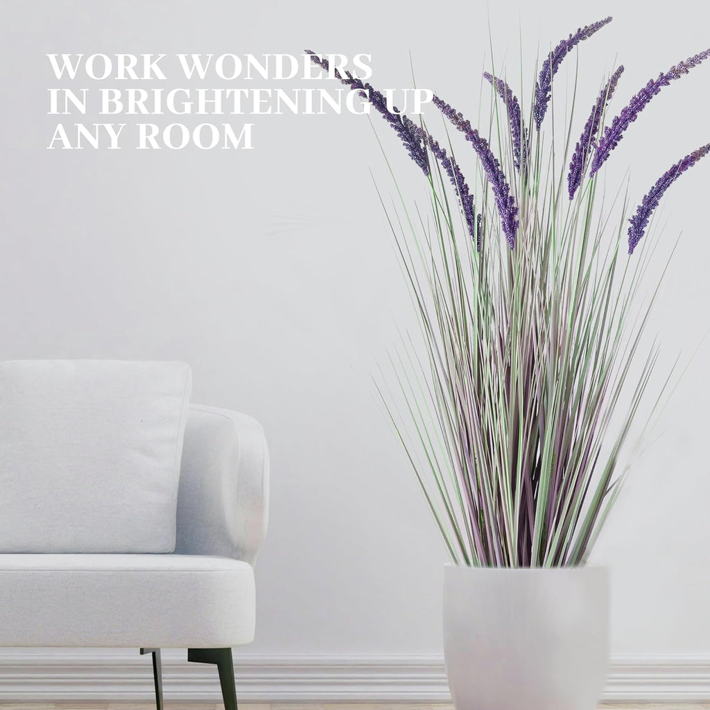 KOL 4ft Artificial Veronica Spiked Speedwell Grass, 47in Faux Veronica Spicata Plant, Tall Horsetail Reed Grass, UV-Resistant Fake Grasses for Indoor/Outdoor Décor, Home Office Wedding Centerpiece