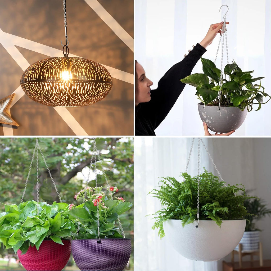 Adjustable Hanging Chain with Hooks, 21 Inch, Silver - 8 Pack Heavy Duty for Hanging Grow Lights, Christmas Wreath, Neon Sign, Indoor Plants, Bird Feeders