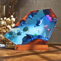 Ocean Resin Lamp – Marine Life Night Light with 16 Color LED, USB Powered Whale Shark & Turtle Desk Lamp with Wooden Base & Remote,Handmade Gift for Christmas, New Year