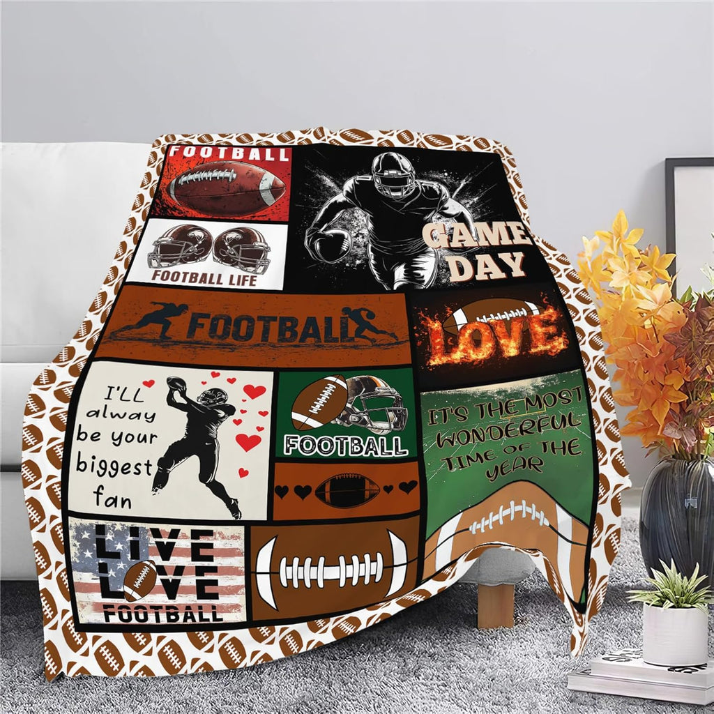 Football Blanket Sports Football Throw Blanket Gifts for Player Kids Girls Boys Adults Women Man Super Soft Cozy Plush Fluffy Fuzzy Fleece Blanket Decor 60''X80''