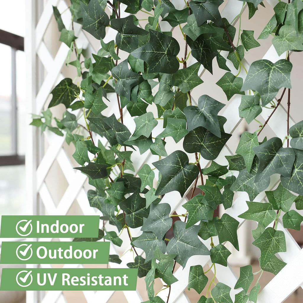 Mizii 3 Strands Artificial Vines Ivy Garland 74" Fake Vine with Silk Green Leaves Faux Hanging Plants Greenery Decoration for Outdoors Wedding Party Indoor Bedroom Home Wall Room Decor (Green)