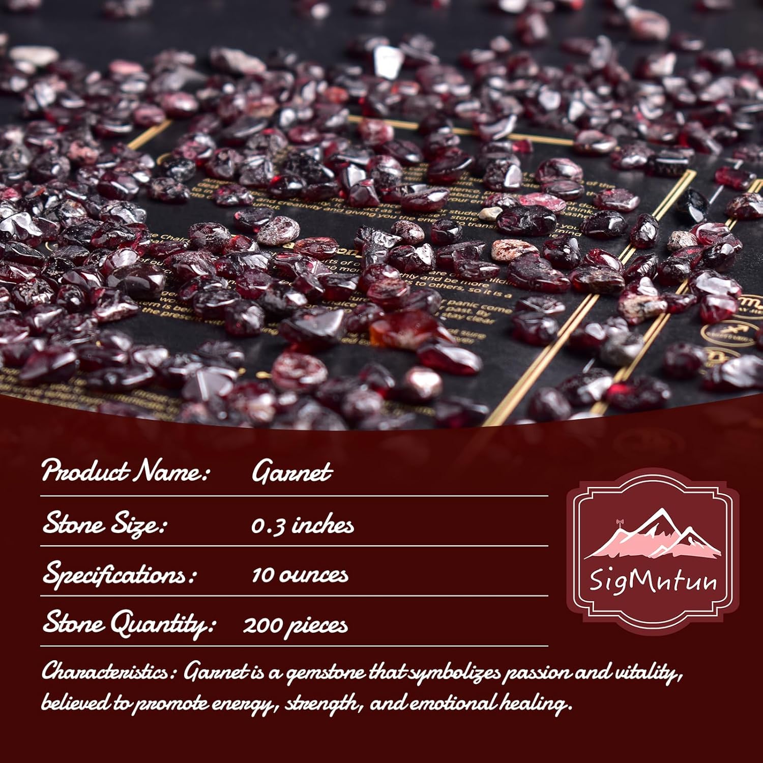 Polished Garnet Crystal Chips 200 Pcs - 0.3" 10 oz Tumbled Stone Chips Crushed Sea Glass Stones Healing Reiki Crystal Jewelry Making Home Decoration
