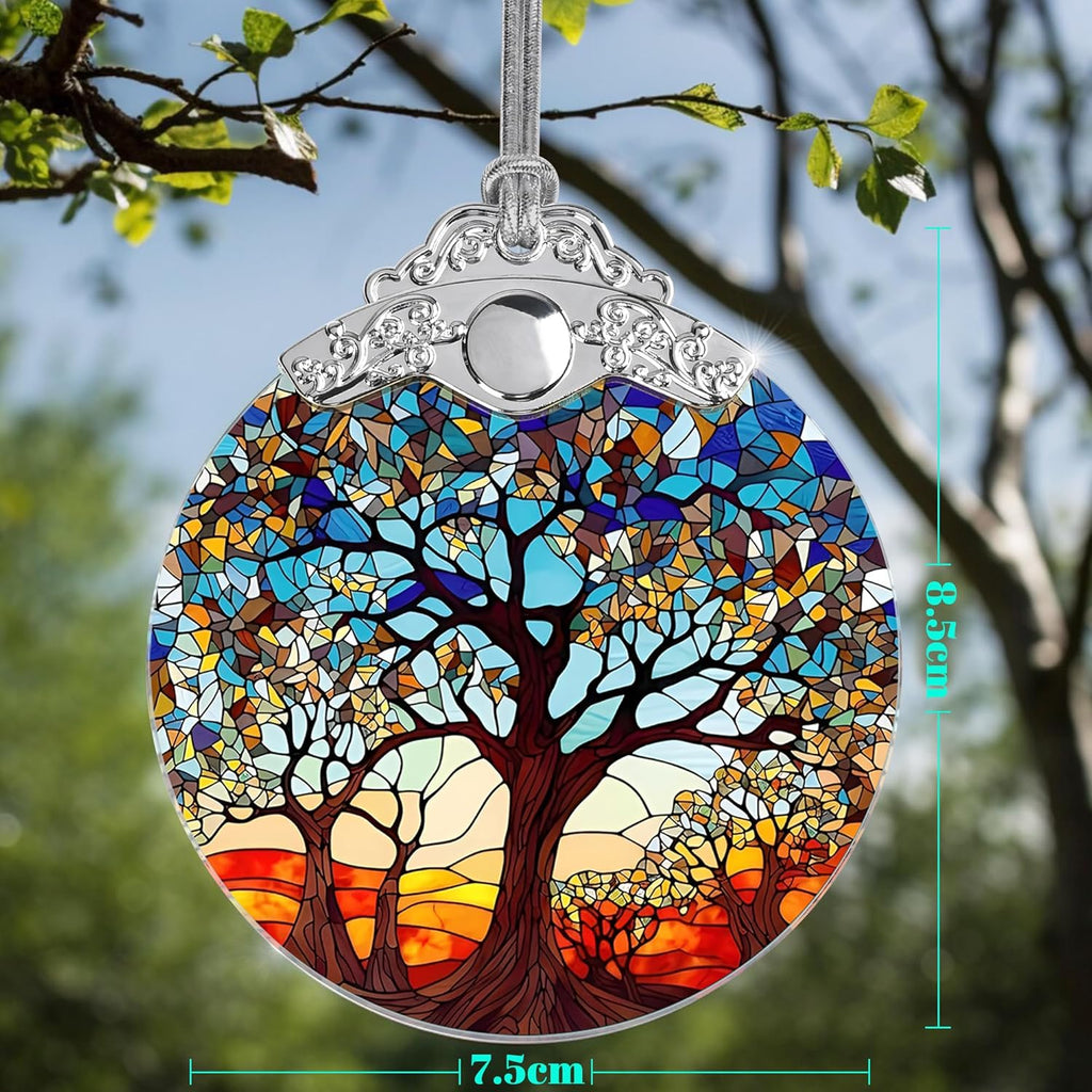 Stained Glass Tree of Life Christmas Ornament - Holiday Decor & Xmas Gift Idea