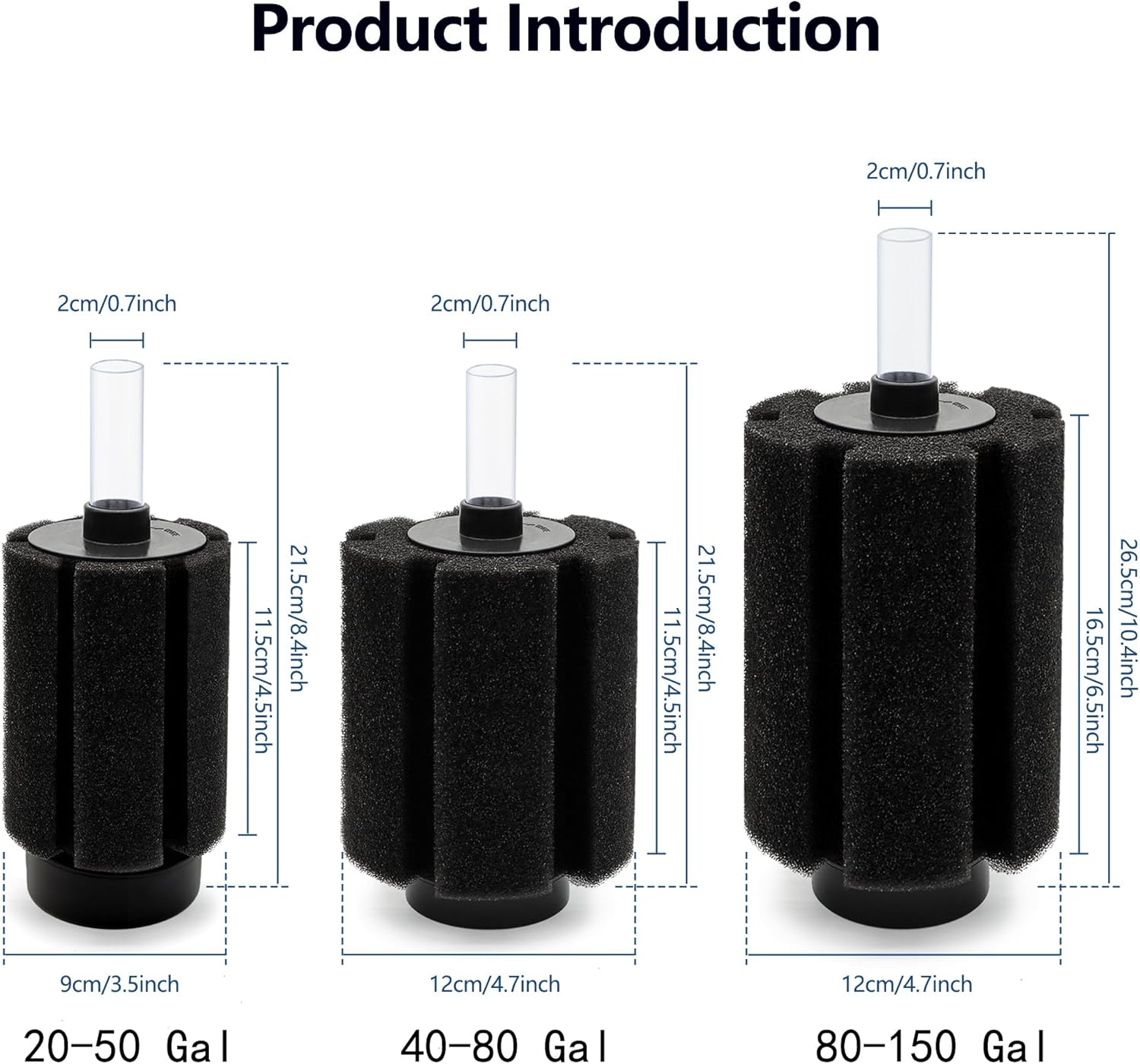 ALEGI 4pcs Large Aquarium Sponge Filter with Suction Cups, Check Valves for Breeding Fry Betta Shrimp Fish Tank ((Upgrade) 80-150 Gal 4 Pcs)