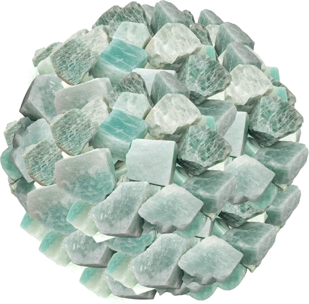 Amazing Gemstone Amazonite Raw Crystals and Healing Stones, Natural Rocks for Tumbling and DIY Raw Stones and Crystals (1 lb)