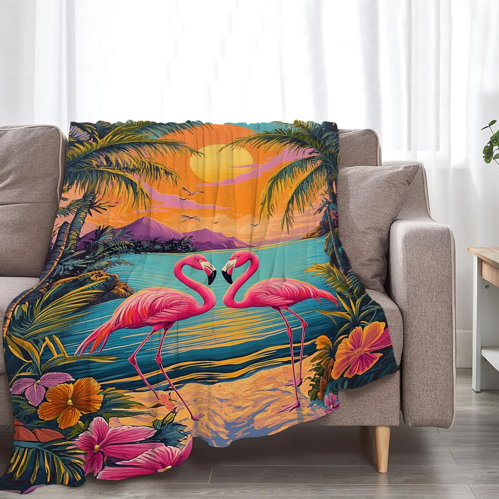 Flamingo Blanket Tropical Animal Floral Throw Blankets Gifts for Girls Boys Kids Flamingo Lover Soft Cozy Fleece Plush for Couch Sofa Bed 60"x50"