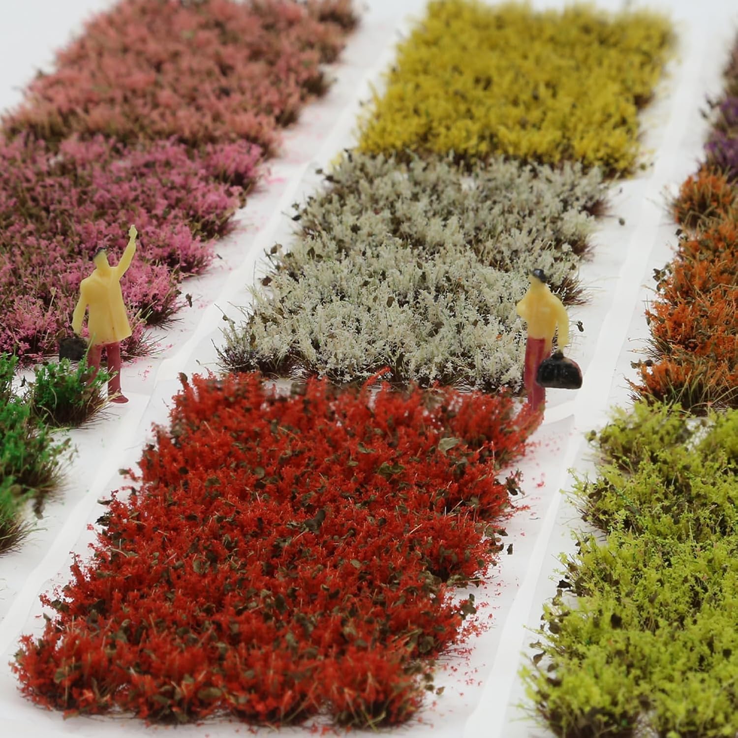 32-Piece 8mm Tall Diorama-Flowers-Grass Point Leaf Miniature-Clusters-Red Plum Pink Static-Grass for Model-Train-Scener Wargaming-Terrain ，Dioramas & DIY Crafts